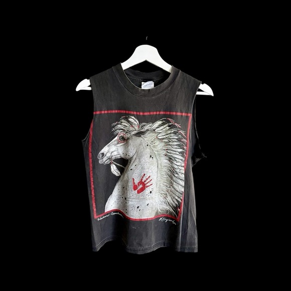 Hanes Tops - Women's Bk England Appaloosa Horse Cutoff Shirt Sz‎ Small Sleeveless Distressed